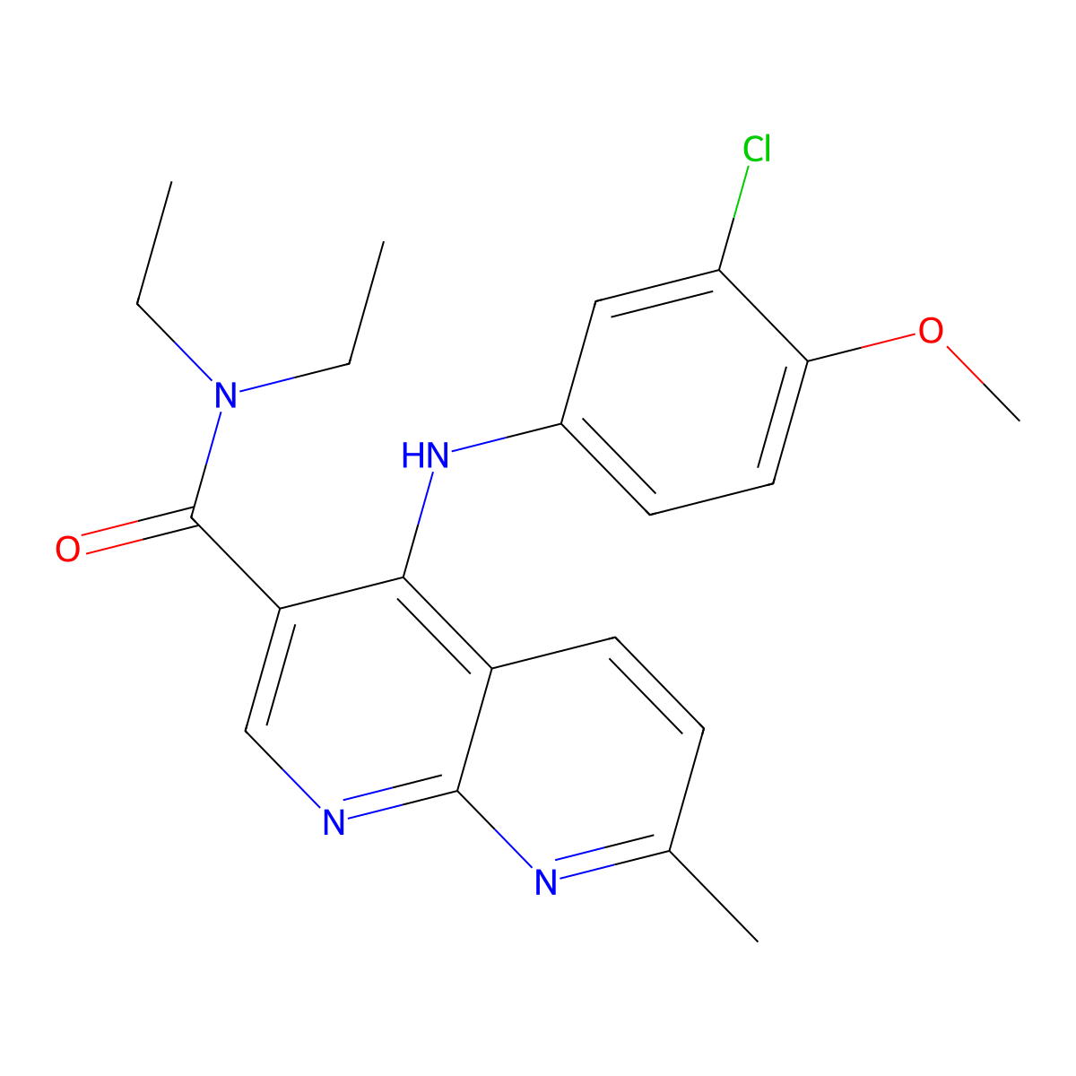 4-[(3-chloro-4-methoxyphenyl)amino]-N,N-diethyl-7-methyl-1,8-naphthyridine-3-carboxamide molecular structure, CAS 1251589-99-7