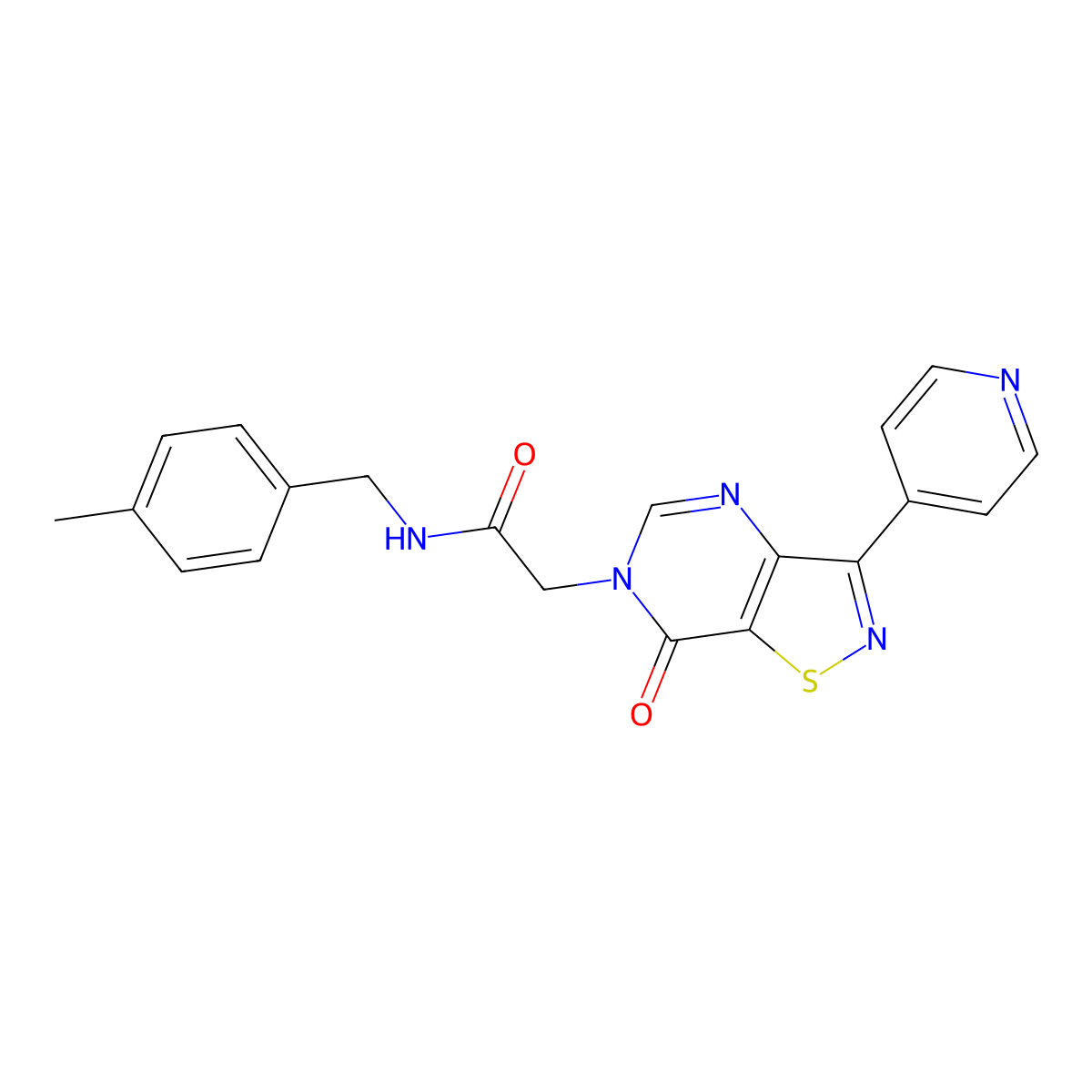 N-(4-methylbenzyl)-2-(7-oxo-3-(pyridin-4-yl)isothiazolo[4,5-d]pyrimidin-6(7H)-yl)acetamide molecular structure, CAS 1251590-06-3