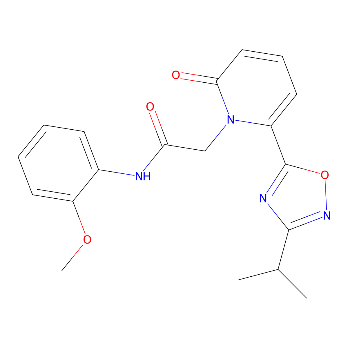 2-(6-(3-isopropyl-1,2,4-oxadiazol-5-yl)-2-oxopyridin-1(2H)-yl)-N-(2-methoxyphenyl)acetamide molecular structure, CAS 1251590-07-4