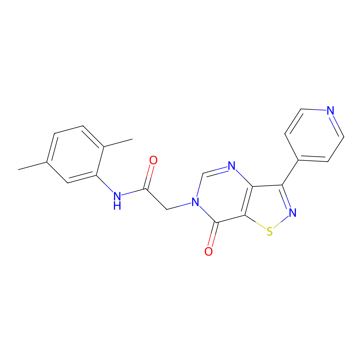 N-(2,5-dimethylphenyl)-2-(7-oxo-3-(pyridin-4-yl)isothiazolo[4,5-d]pyrimidin-6(7H)-yl)acetamide molecular structure, CAS 1251590-11-0