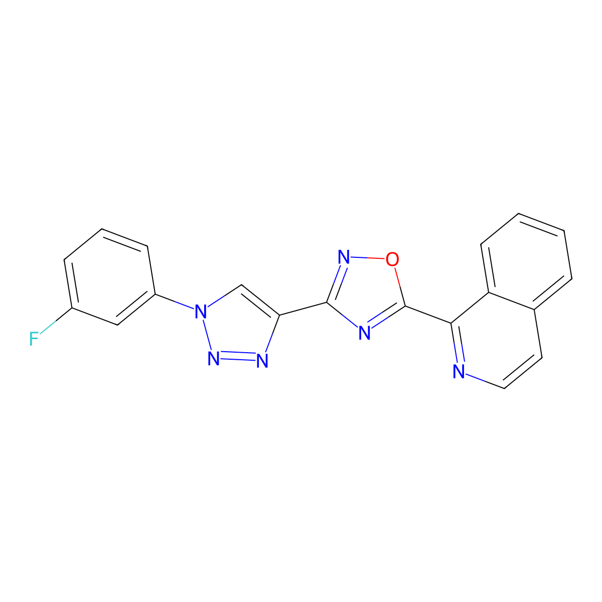 1-{3-[1-(3-fluorophenyl)-1H-1,2,3-triazol-4-yl]-1,2,4-oxadiazol-5-yl}isoquinoline molecular structure, CAS 1251590-12-1
