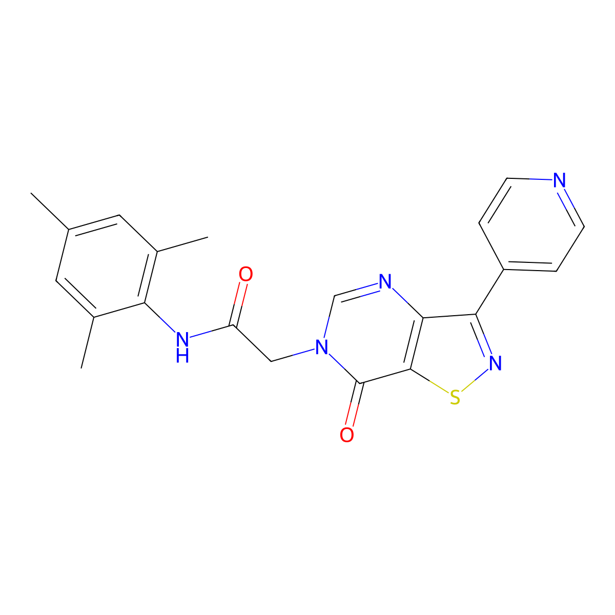 N-mesityl-2-(7-oxo-3-(pyridin-4-yl)isothiazolo[4,5-d]pyrimidin-6(7H)-yl)acetamide molecular structure, CAS 1251590-21-2