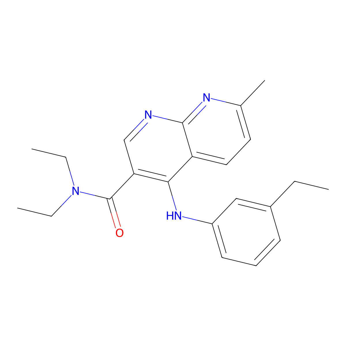 N,N-diethyl-4-[(3-ethylphenyl)amino]-7-methyl-1,8-naphthyridine-3-carboxamide molecular structure, CAS 1251590-24-5