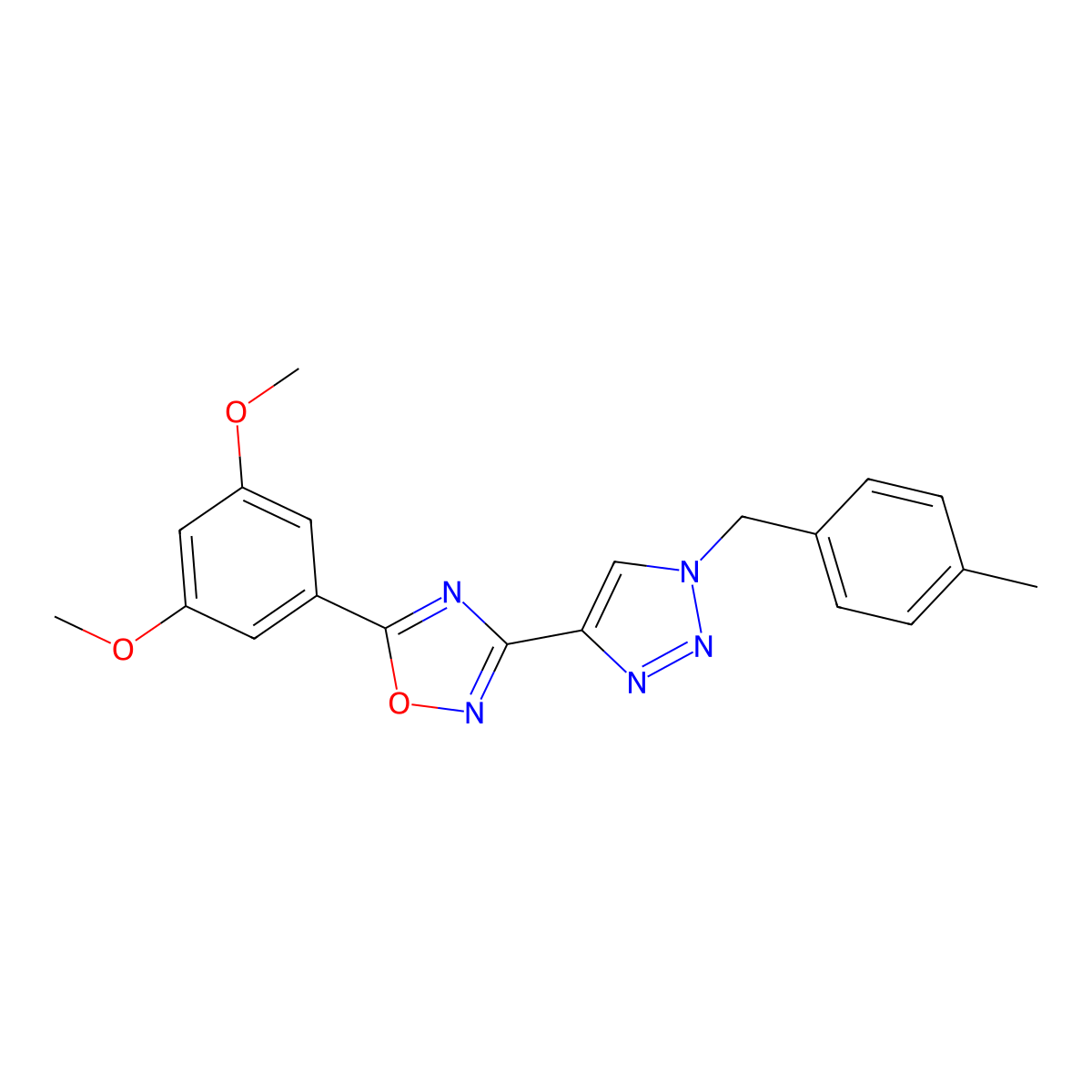 5-(3,5-dimethoxyphenyl)-3-(1-(4-methylbenzyl)-1H-1,2,3-triazol-4-yl)-1,2,4-oxadiazole molecular structure, CAS 1251590-28-9