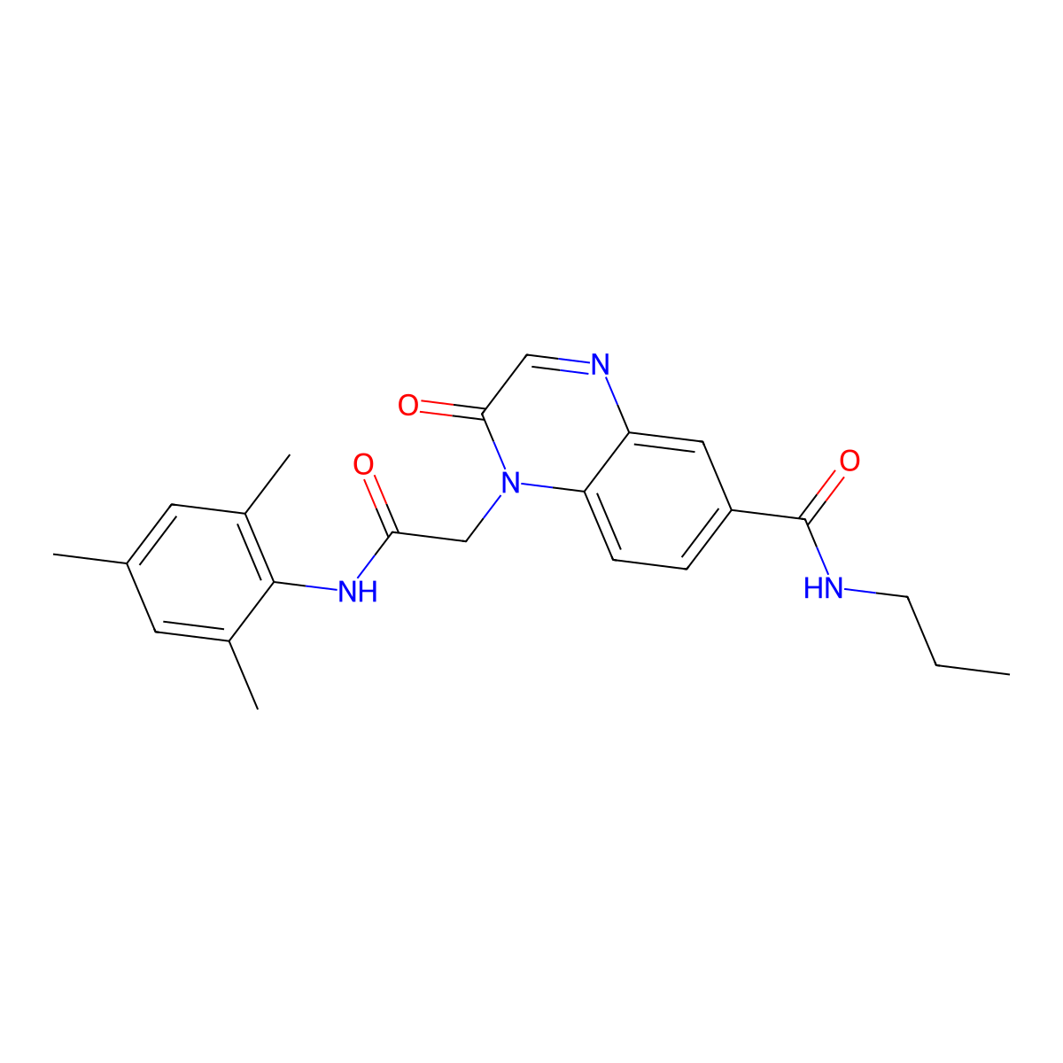1-(2-(mesitylamino)-2-oxoethyl)-2-oxo-N-propyl-1,2-dihydroquinoxaline-6-carboxamide molecular structure, CAS 1251590-29-0