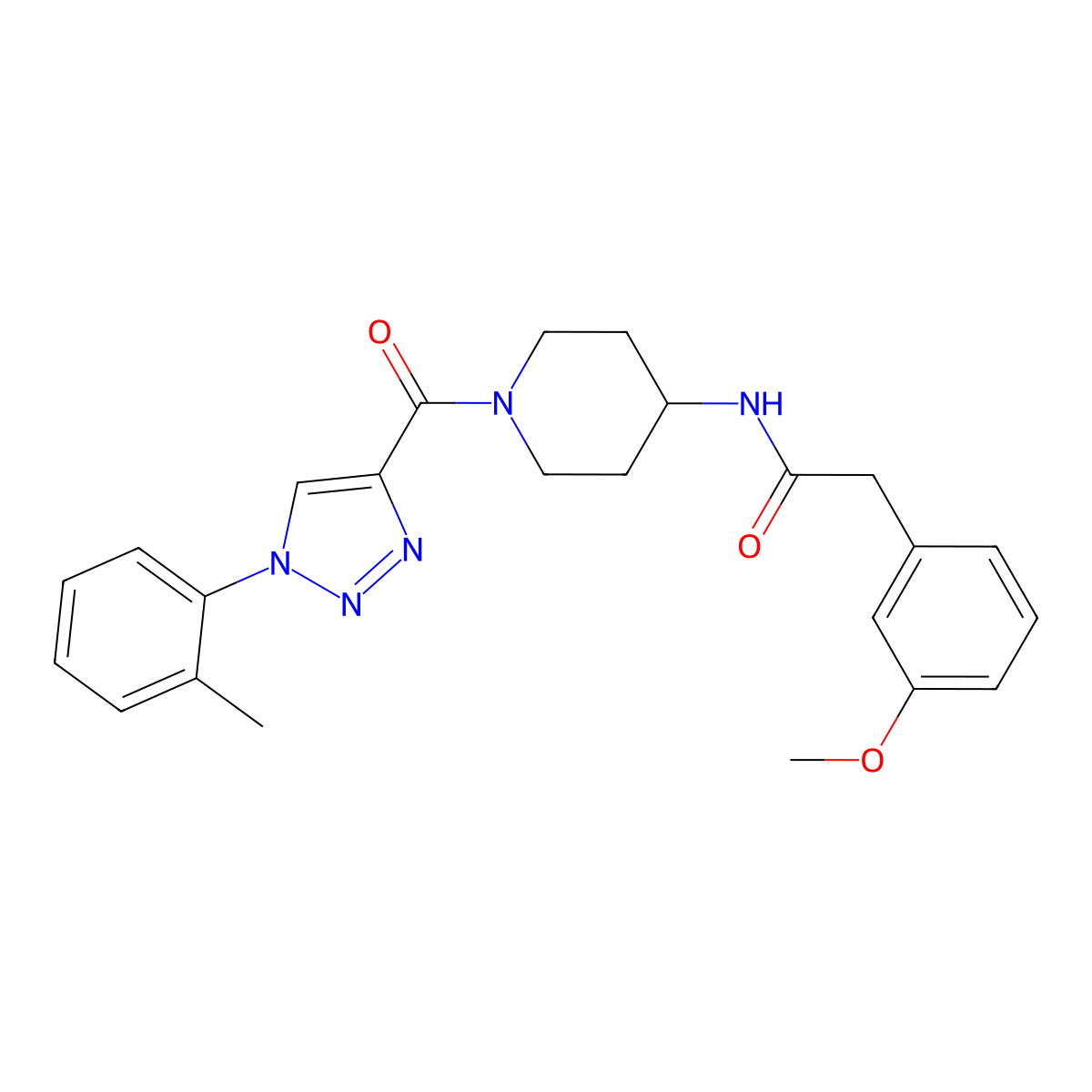 2-(3-methoxyphenyl)-N-{1-[1-(2-methylphenyl)-1H-1,2,3-triazole-4-carbonyl]piperidin-4-yl}acetamide molecular structure, CAS 1251590-42-7