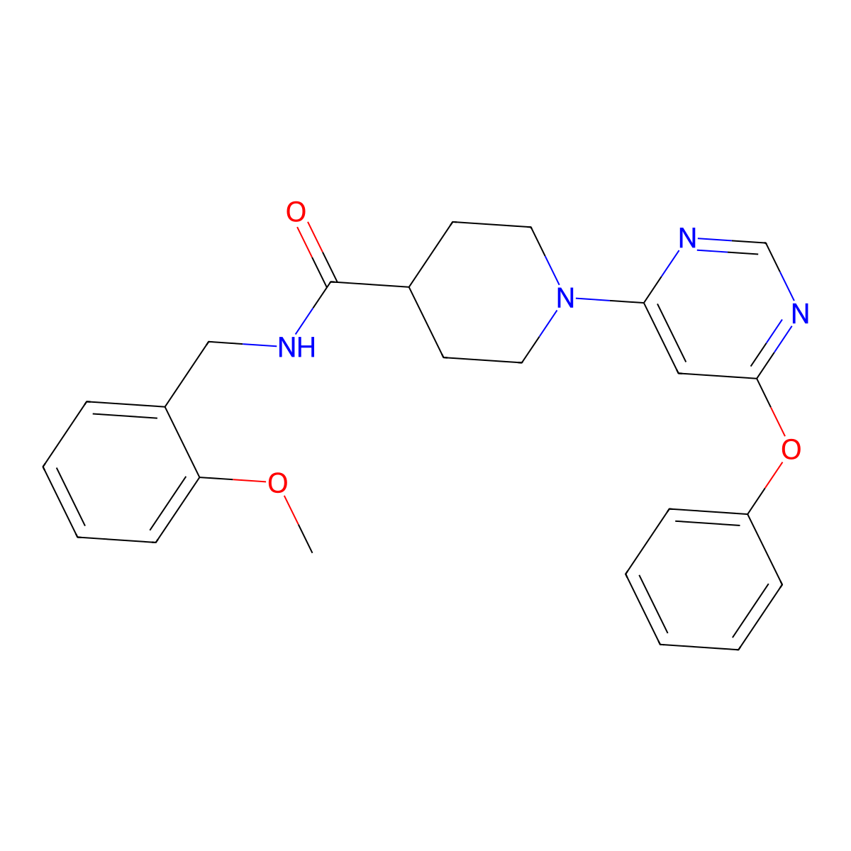 N-(2-methoxybenzyl)-1-(6-phenoxypyrimidin-4-yl)piperidine-4-carboxamide molecular structure, CAS 1251590-48-3