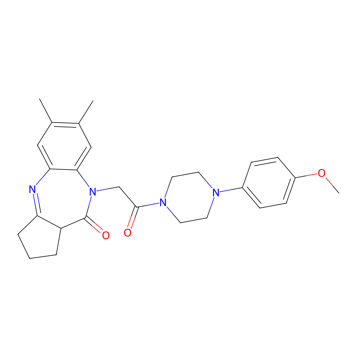 9-{2-[4-(4-Methoxyphenyl)piperazin-1-yl]-2-oxoethyl}-12,13-dimethyl-2,9-diazatricyclo[8.4.0.0^{3,7}]tetradeca-1(10),2,11,13-tetraen-8-one molecular structure, CAS 1251590-55-2
