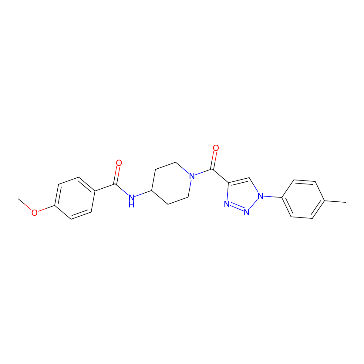 4-methoxy-N-(1-(1-(p-tolyl)-1H-1,2,3-triazole-4-carbonyl)piperidin-4-yl)benzamide molecular structure, CAS 1251590-56-3