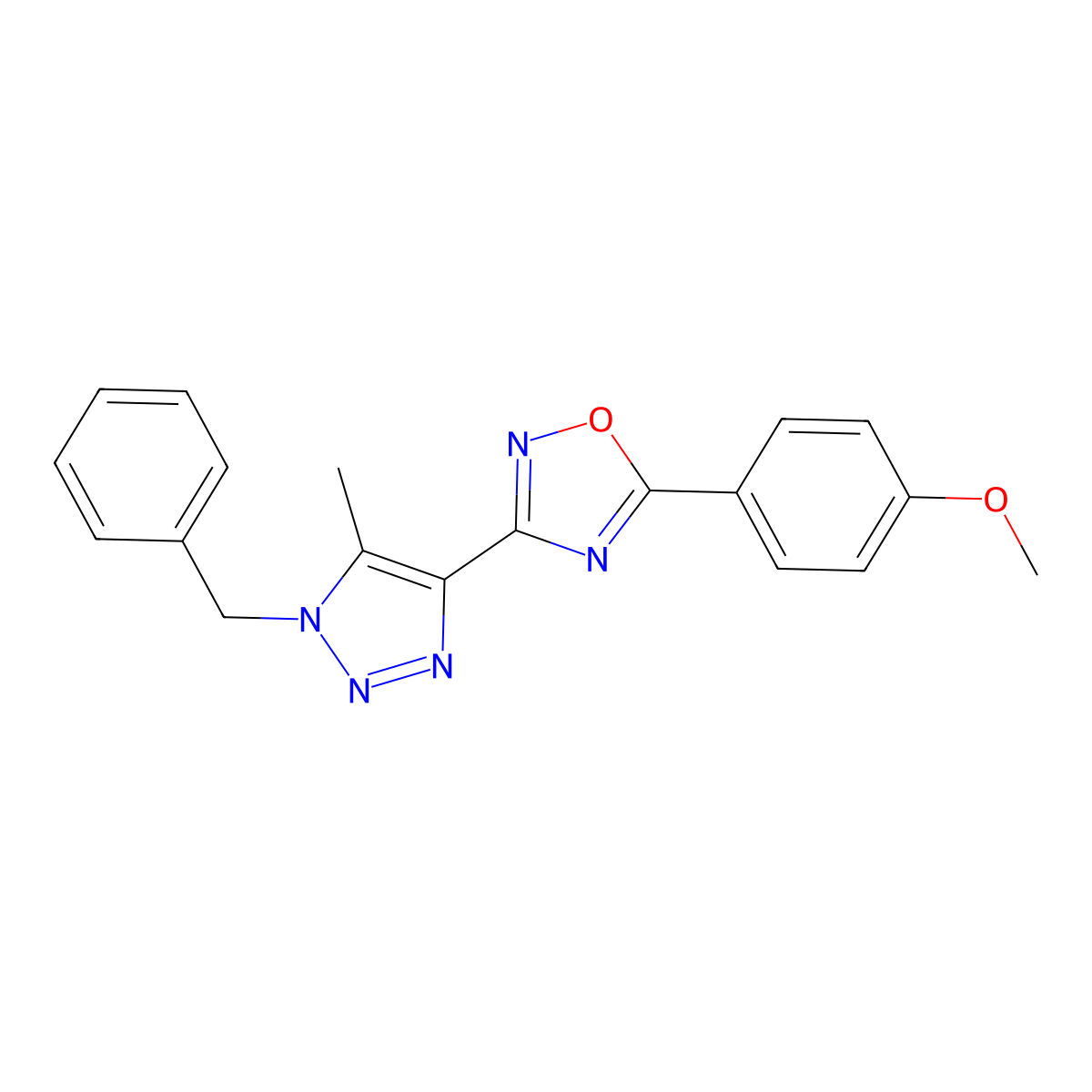 3-(1-benzyl-5-methyl-1H-1,2,3-triazol-4-yl)-5-(4-methoxyphenyl)-1,2,4-oxadiazole molecular structure, CAS 1251590-83-6