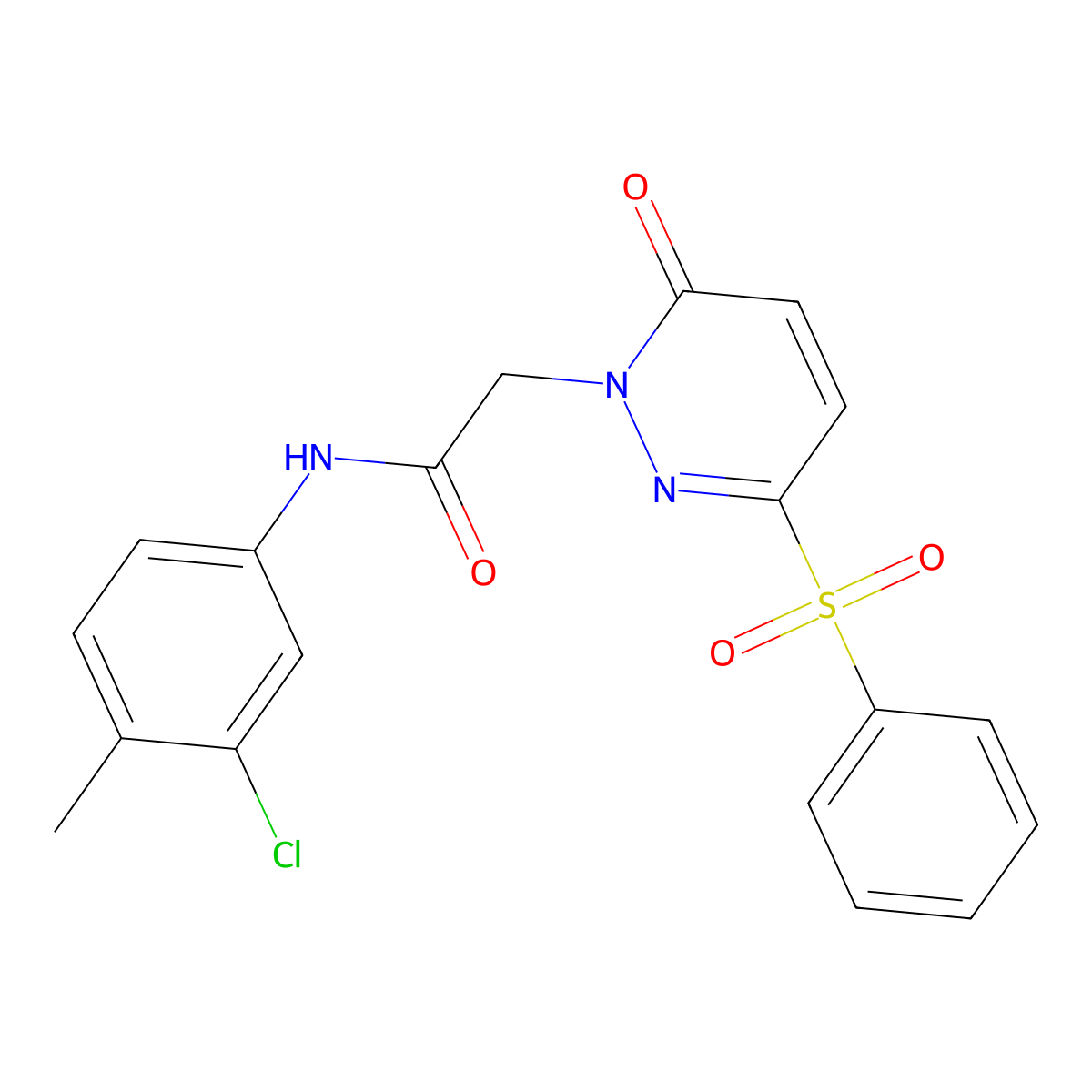 N-(3-chloro-4-methylphenyl)-2-(6-oxo-3-(phenylsulfonyl)pyridazin-1(6H)-yl)acetamide molecular structure, CAS 1251590-85-8