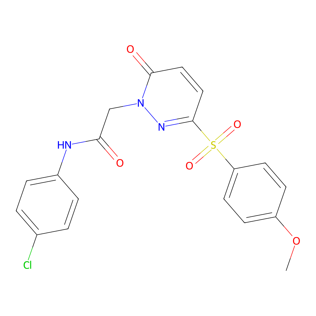 N-(4-chlorophenyl)-2-[3-(4-methoxybenzenesulfonyl)-6-oxo-1,6-dihydropyridazin-1-yl]acetamide molecular structure, CAS 1251591-00-0