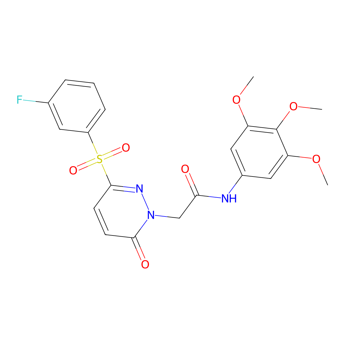 2-(3-((3-fluorophenyl)sulfonyl)-6-oxopyridazin-1(6H)-yl)-N-(3,4,5-trimethoxyphenyl)acetamide molecular structure, CAS 1251591-21-5
