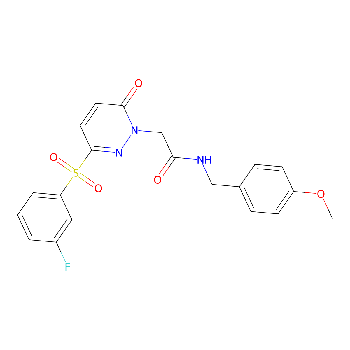 2-(3-((3-fluorophenyl)sulfonyl)-6-oxopyridazin-1(6H)-yl)-N-(4-methoxybenzyl)acetamide molecular structure, CAS 1251591-33-9