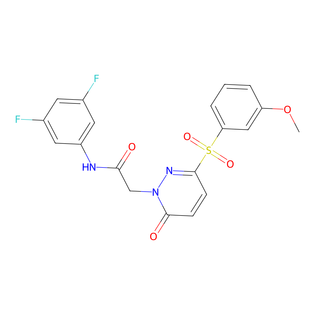 N-(3,5-difluorophenyl)-2-[3-(3-methoxybenzenesulfonyl)-6-oxo-1,6-dihydropyridazin-1-yl]acetamide molecular structure, CAS 1251591-43-1