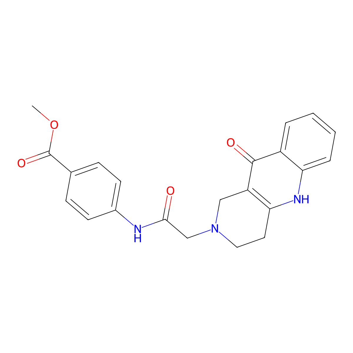 methyl 4-(2-(10-oxo-3,4-dihydrobenzo[b][1,6]naphthyridin-2(1H,5H,10H)-yl)acetamido)benzoate molecular structure, CAS 1251591-56-6