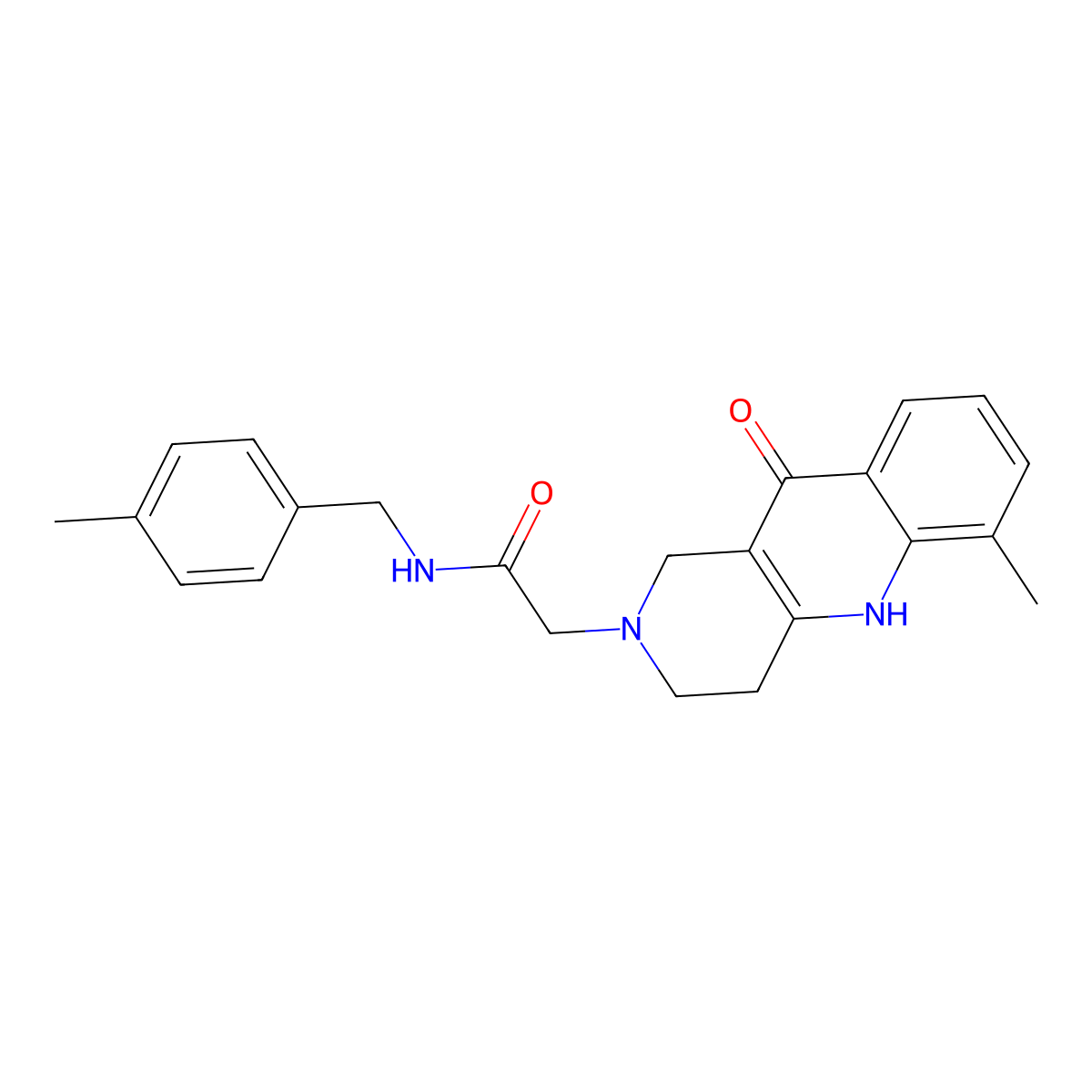 2-(6-methyl-10-oxo-3,4-dihydrobenzo[b][1,6]naphthyridin-2(1H,5H,10H)-yl)-N-(4-methylbenzyl)acetamide molecular structure, CAS 1251591-64-6