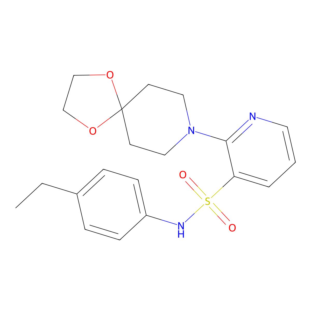 2-(1,4-dioxa-8-azaspiro[4.5]dec-8-yl)-N-(4-ethylphenyl)pyridine-3-sulfonamide molecular structure, CAS 1251591-68-0