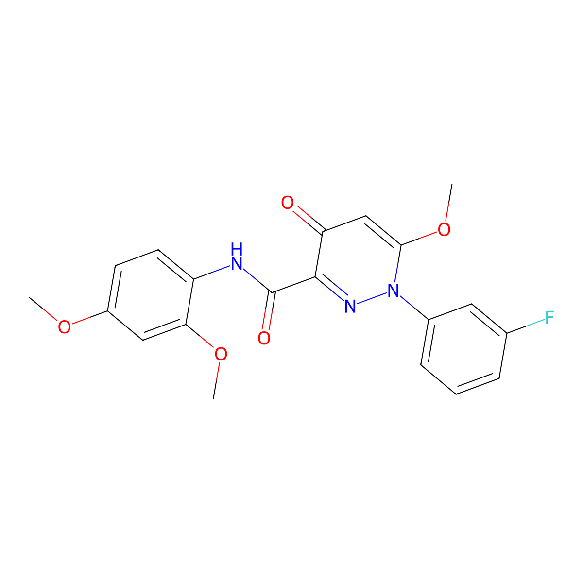 N-(2,4-dimethoxyphenyl)-1-(3-fluorophenyl)-6-methoxy-4-oxo-1,4-dihydropyridazine-3-carboxamide molecular structure, CAS 1251591-70-4