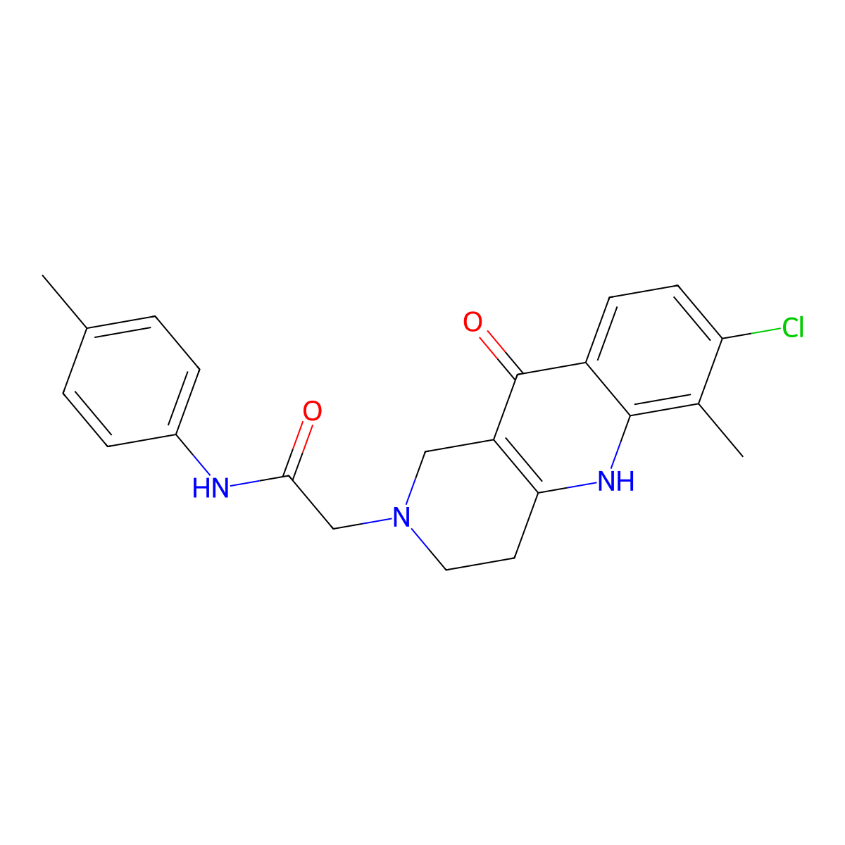 2-(7-chloro-6-methyl-10-oxo-1,3,4,5-tetrahydrobenzo[b][1,6]naphthyridin-2-yl)-N-(4-methylphenyl)acetamide molecular structure, CAS 1251591-71-5
