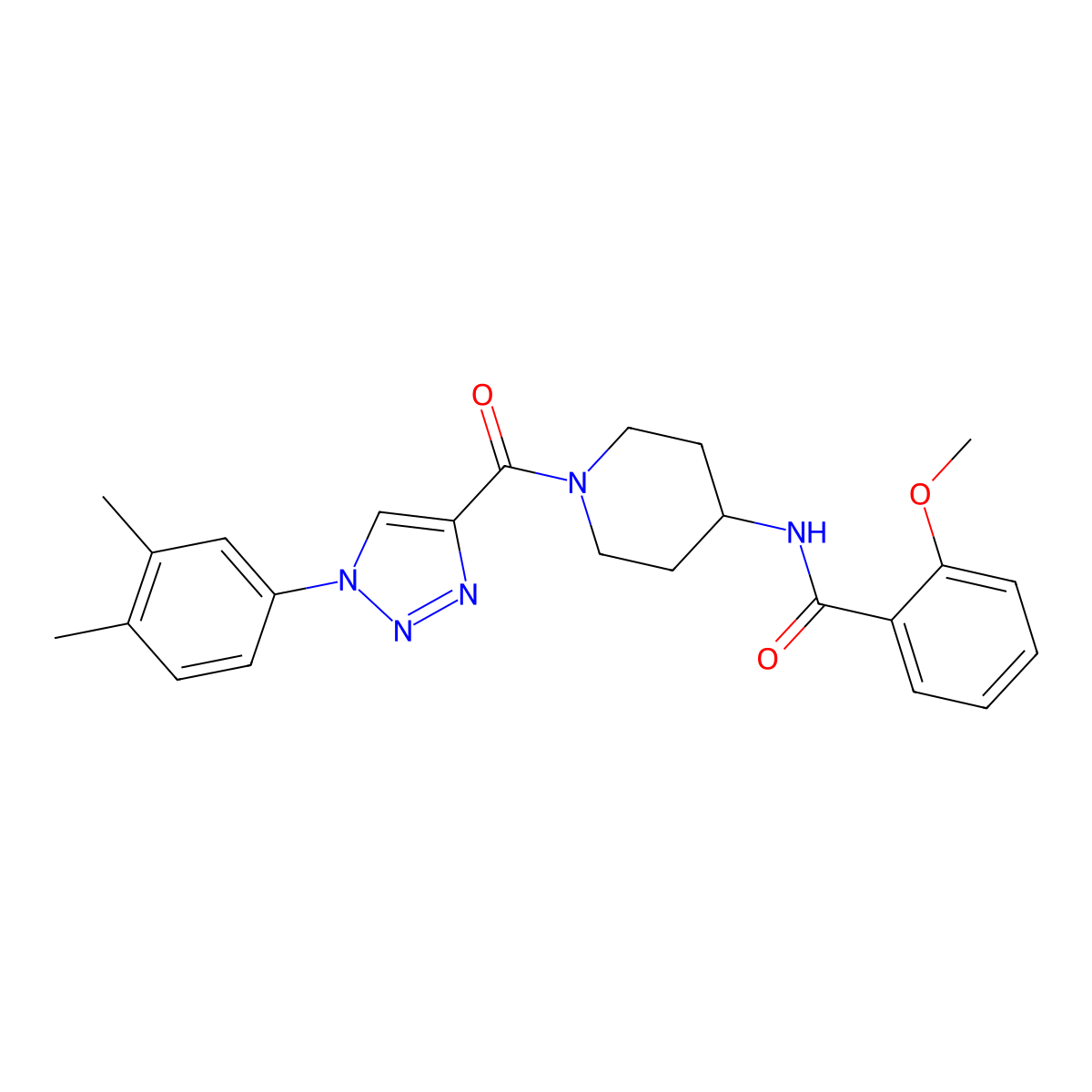 N-(1-(1-(3,4-dimethylphenyl)-1H-1,2,3-triazole-4-carbonyl)piperidin-4-yl)-2-methoxybenzamide molecular structure, CAS 1251591-76-0
