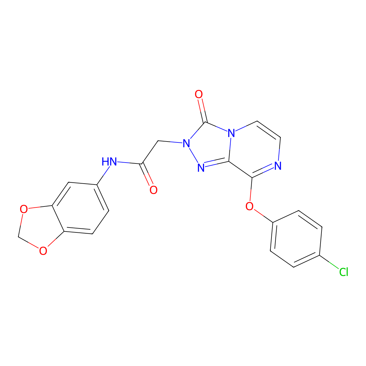 N-1,3-benzodioxol-5-yl-2-[8-(4-chlorophenoxy)-3-oxo[1,2,4]triazolo[4,3-a]pyrazin-2(3H)-yl]acetamide molecular structure, CAS 1251591-87-3