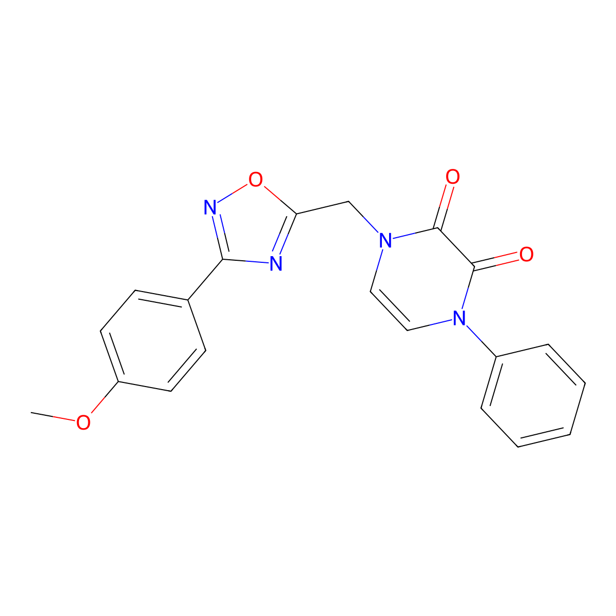 1-((3-(4-methoxyphenyl)-1,2,4-oxadiazol-5-yl)methyl)-4-phenylpyrazine-2,3(1H,4H)-dione molecular structure, CAS 1251591-96-4