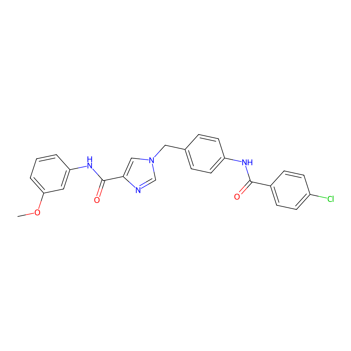 1-(4-(4-chlorobenzamido)benzyl)-N-(3-methoxyphenyl)-1H-imidazole-4-carboxamide molecular structure, CAS 1251592-01-4