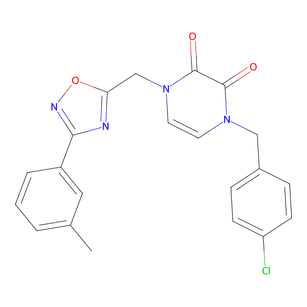 1-(4-chlorobenzyl)-4-((3-(m-tolyl)-1,2,4-oxadiazol-5-yl)methyl)pyrazine-2,3(1H,4H)-dione molecular structure, CAS 1251592-09-2