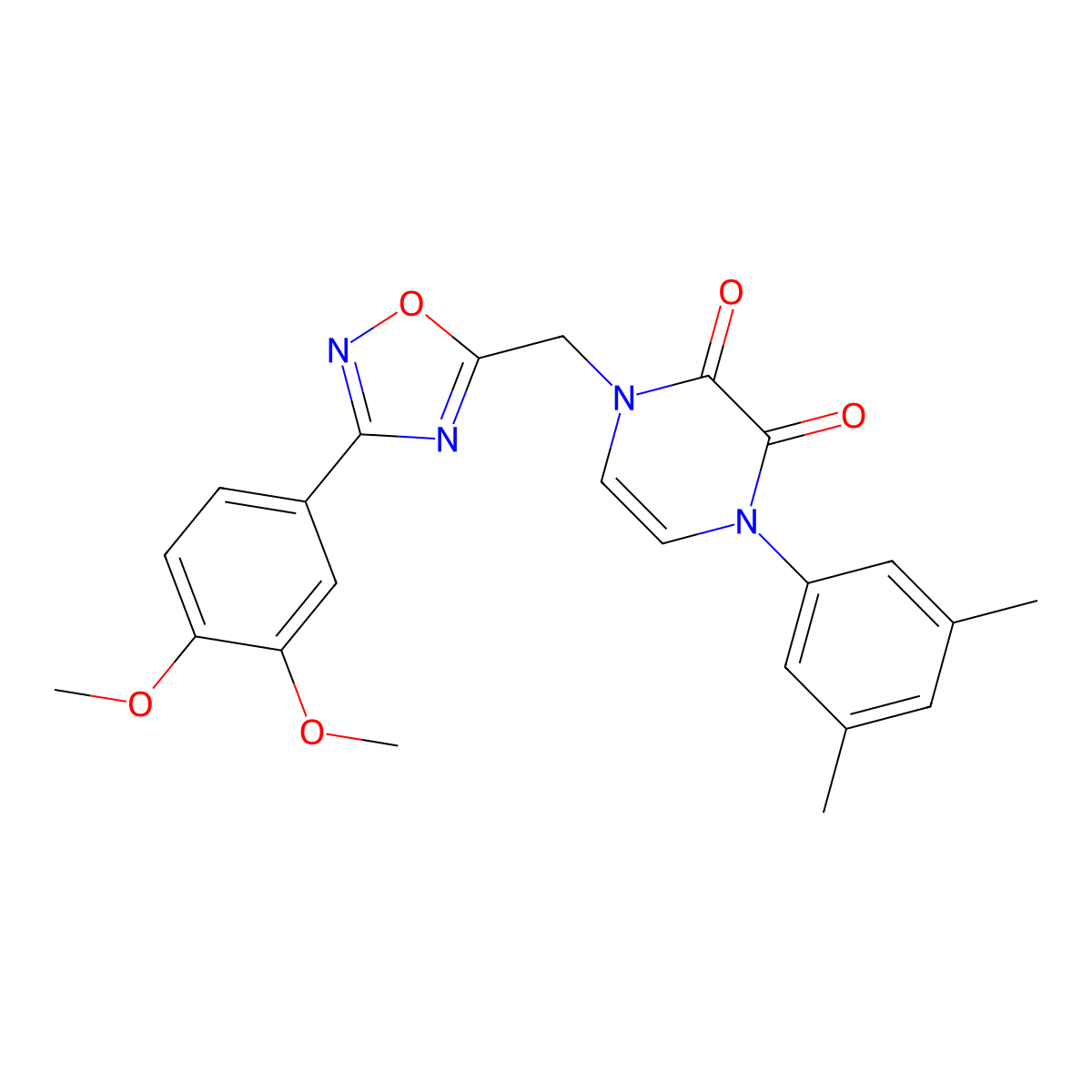 1-((3-(3,4-dimethoxyphenyl)-1,2,4-oxadiazol-5-yl)methyl)-4-(3,5-dimethylphenyl)pyrazine-2,3(1H,4H)-dione molecular structure, CAS 1251592-27-4