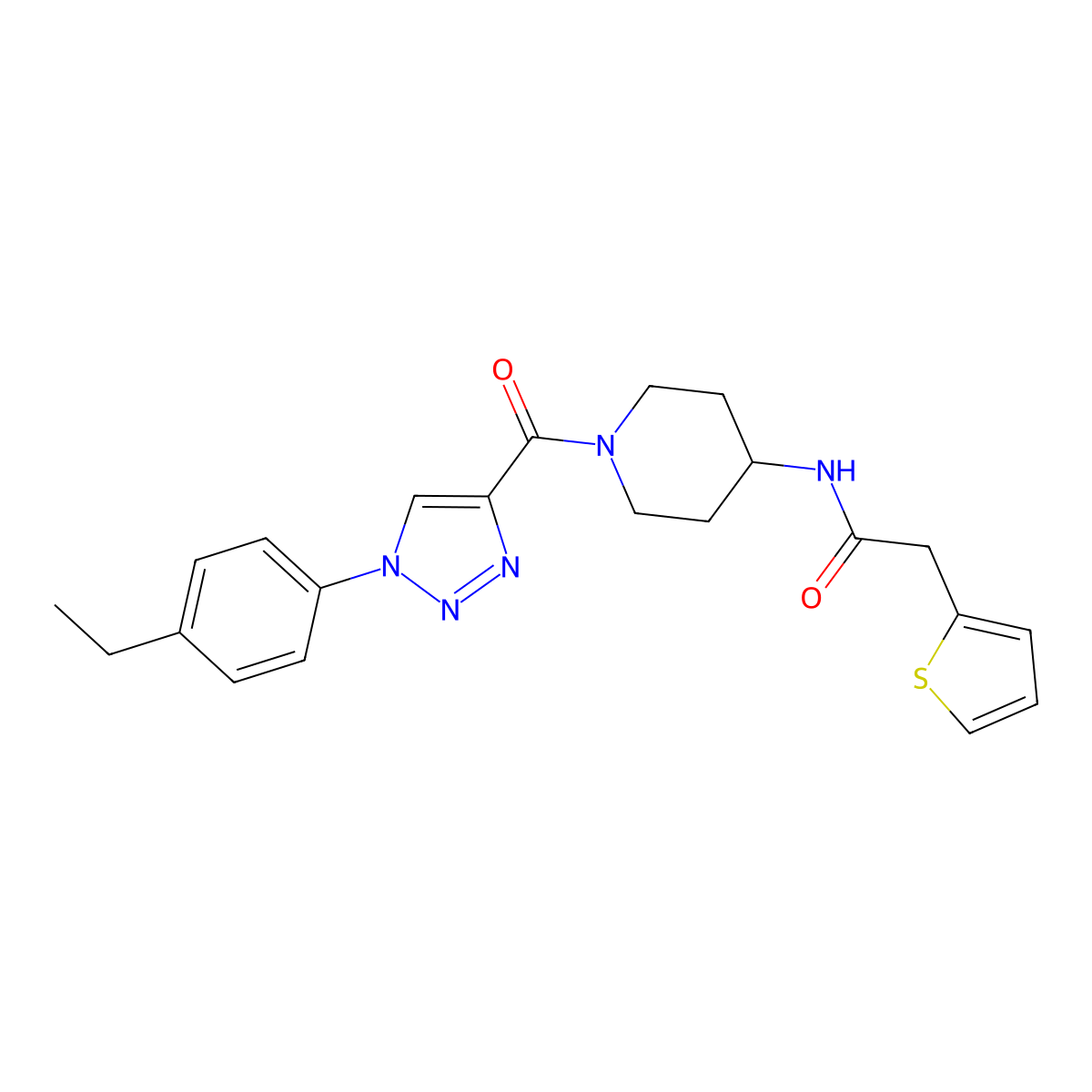 N-(1-(1-(4-ethylphenyl)-1H-1,2,3-triazole-4-carbonyl)piperidin-4-yl)-2-(thiophen-2-yl)acetamide molecular structure, CAS 1251592-29-6