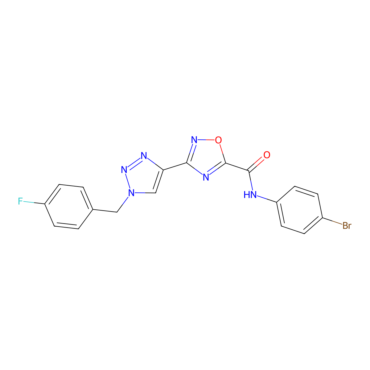 N-(4-bromophenyl)-3-{1-[(4-fluorophenyl)methyl]-1H-1,2,3-triazol-4-yl}-1,2,4-oxadiazole-5-carboxamide molecular structure, CAS 1251592-39-8