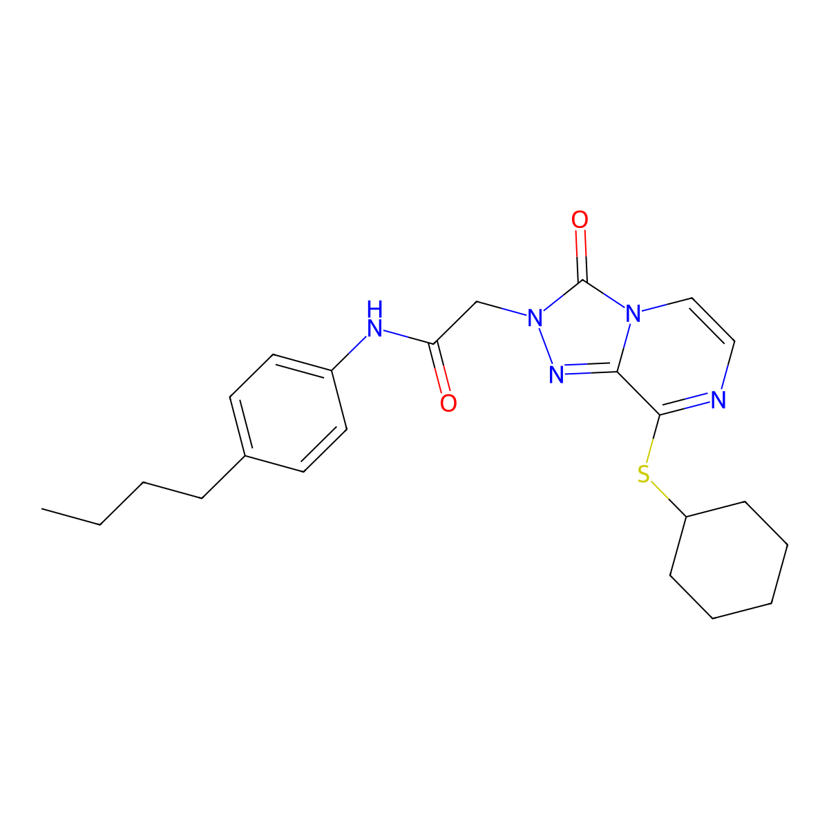 N-(4-butylphenyl)-2-[8-(cyclohexylsulfanyl)-3-oxo-2H,3H-[1,2,4]triazolo[4,3-a]pyrazin-2-yl]acetamide molecular structure, CAS 1251592-47-8
