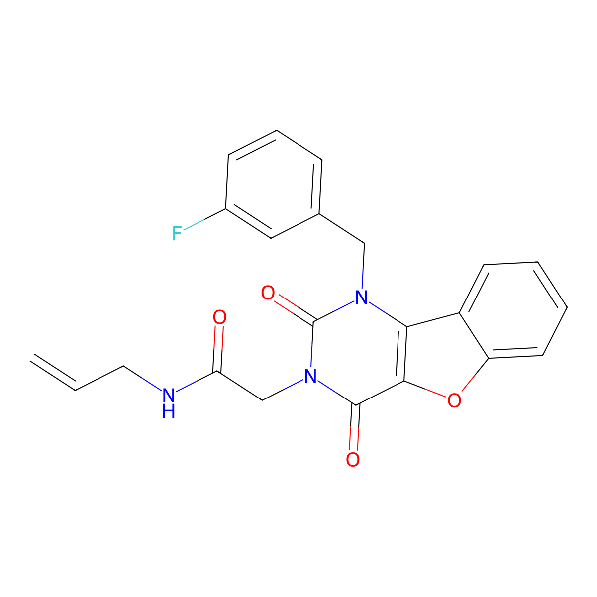 N-allyl-2-(1-(3-fluorobenzyl)-2,4-dioxo-1,2-dihydrobenzofuro[3,2-d]pyrimidin-3(4H)-yl)acetamide molecular structure, CAS 1251592-53-6