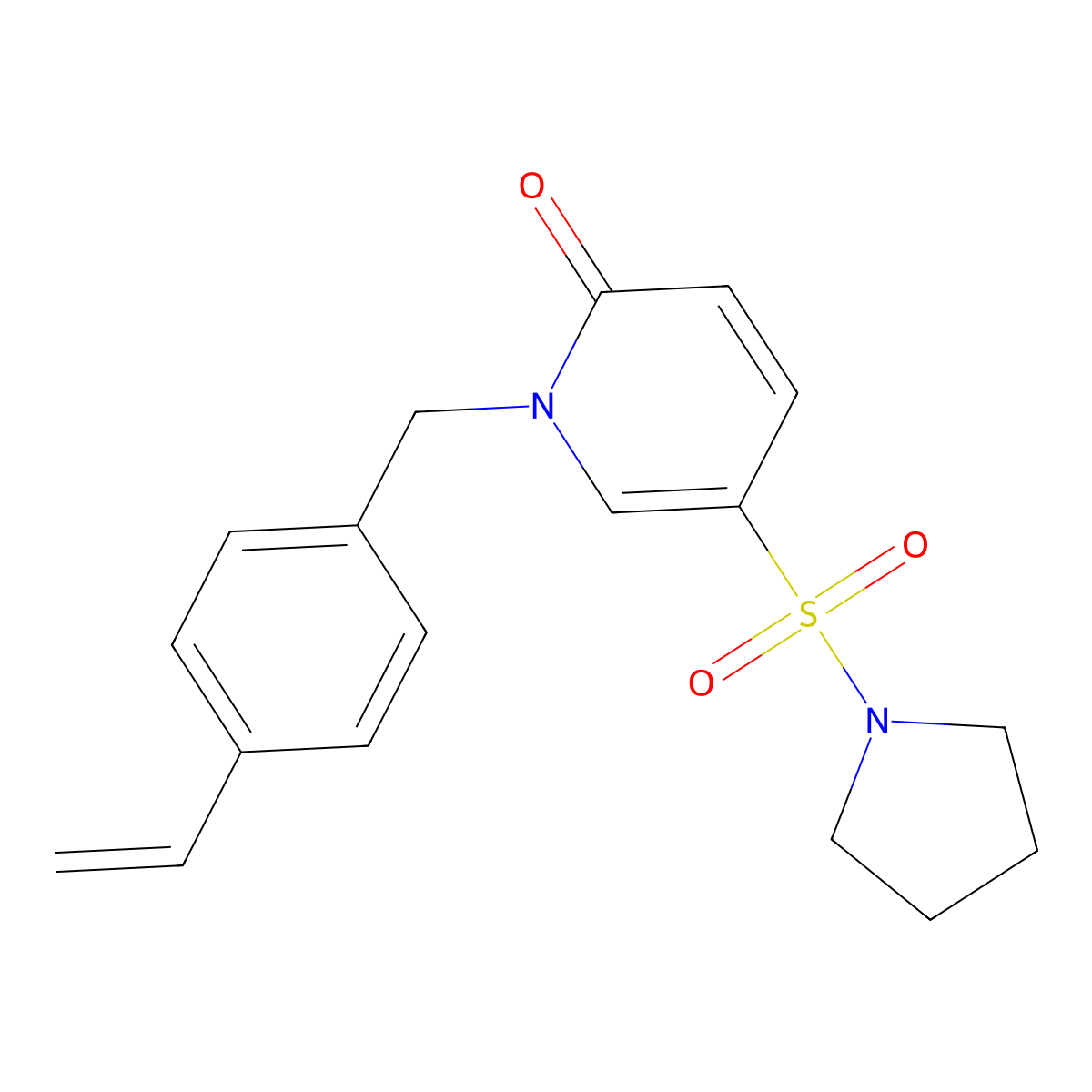 5-(pyrrolidin-1-ylsulfonyl)-1-(4-vinylbenzyl)pyridin-2(1H)-one molecular structure, CAS 1251592-55-8