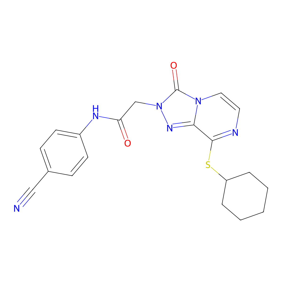 N-(4-cyanophenyl)-2-[8-(cyclohexylsulfanyl)-3-oxo-2H,3H-[1,2,4]triazolo[4,3-a]pyrazin-2-yl]acetamide molecular structure, CAS 1251592-68-3