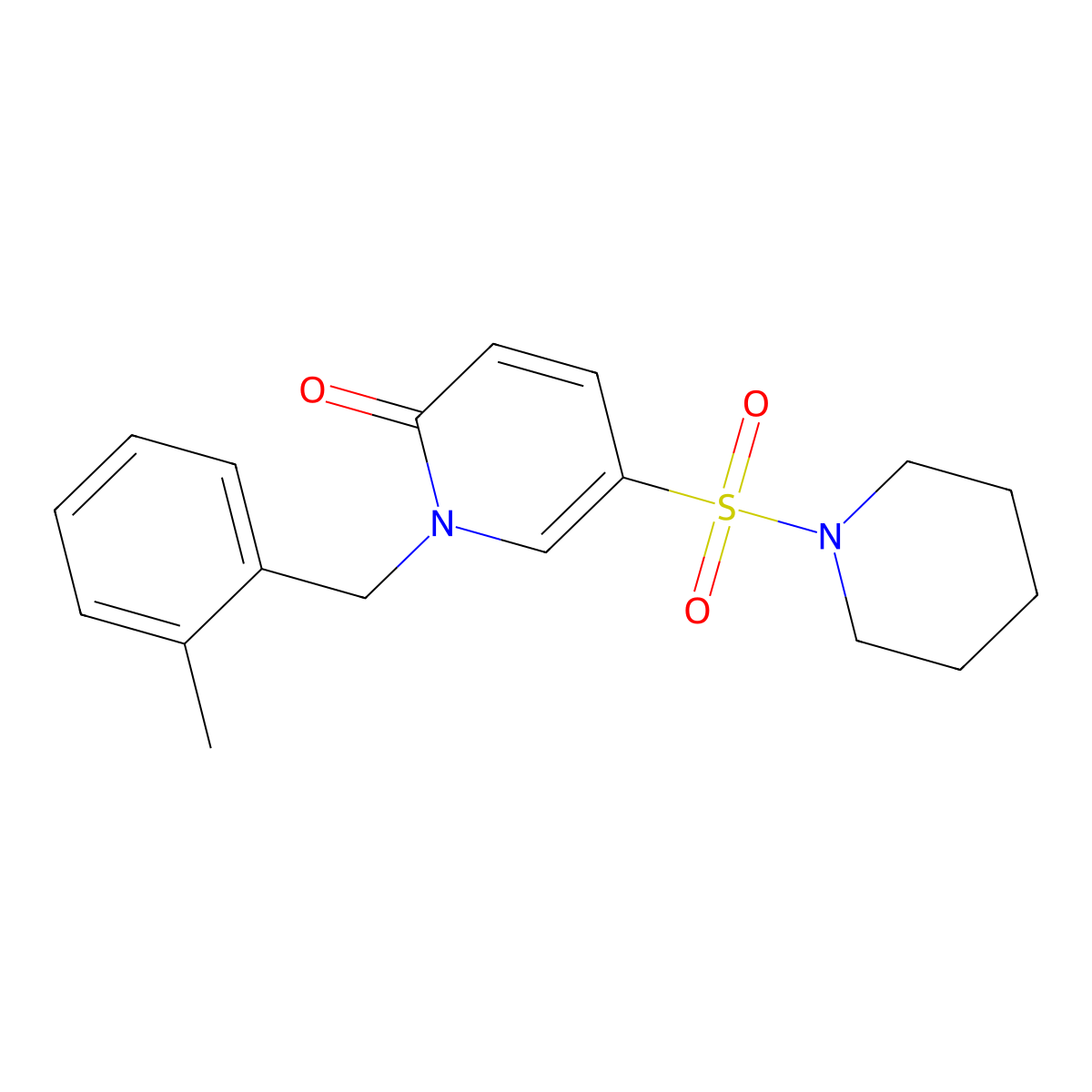 1-(2-methylbenzyl)-5-(piperidin-1-ylsulfonyl)pyridin-2(1H)-one molecular structure, CAS 1251592-72-9