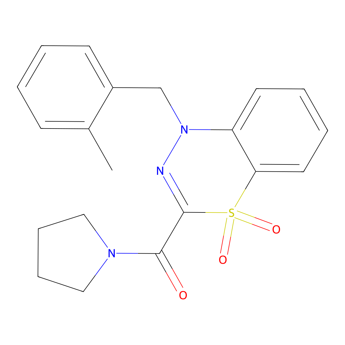1-(2-methylbenzyl)-3-(1-pyrrolidinylcarbonyl)-4lambda~6~,1,2-benzothiadiazine-4,4(1H)-dione molecular structure, CAS 1251592-73-0