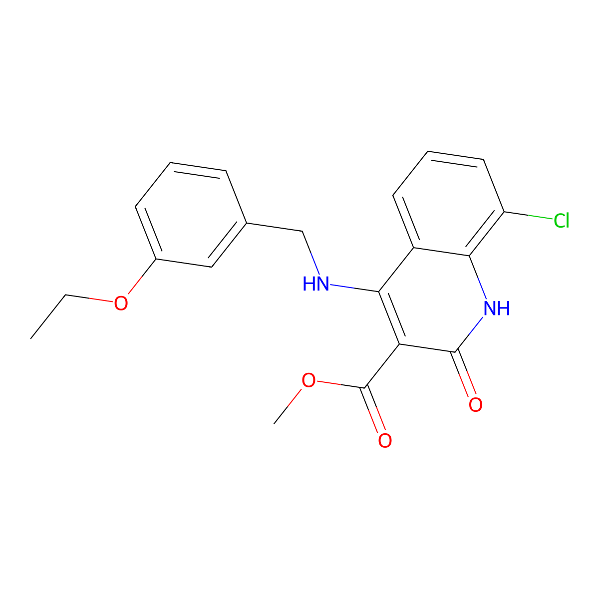 Methyl 8-chloro-4-((3-ethoxybenzyl)amino)-2-oxo-1,2-dihydroquinoline-3-carboxylate molecular structure, CAS 1251592-85-4
