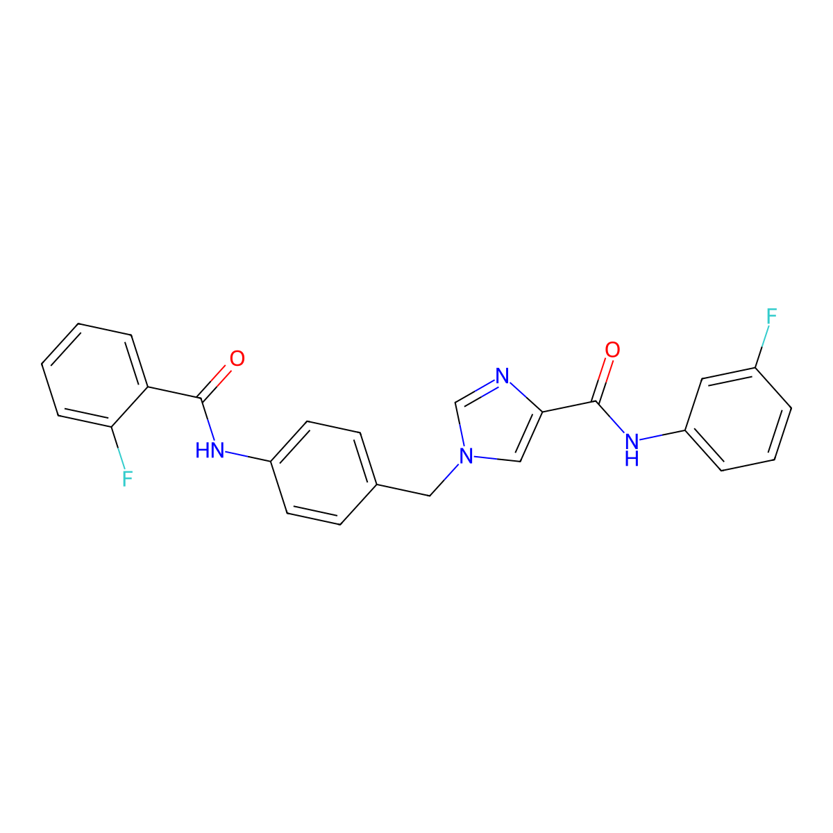 1-(4-(2-fluorobenzamido)benzyl)-N-(3-fluorophenyl)-1H-imidazole-4-carboxamide molecular structure, CAS 1251592-99-0