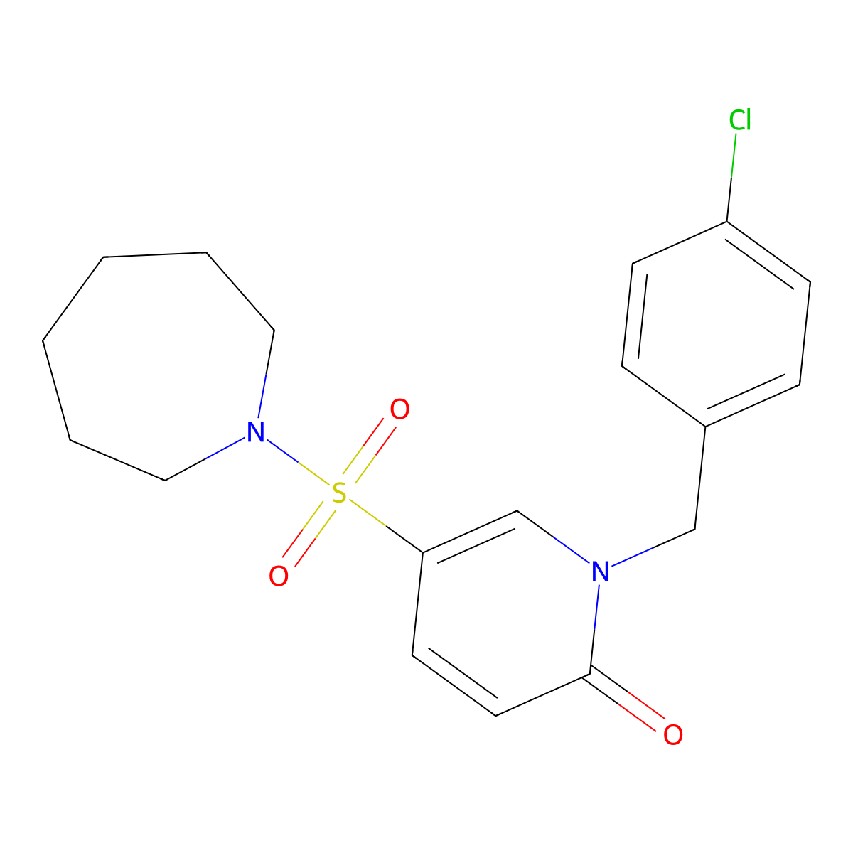 5-(azepan-1-ylsulfonyl)-1-(4-chlorobenzyl)pyridin-2(1H)-one molecular structure, CAS 1251593-08-4