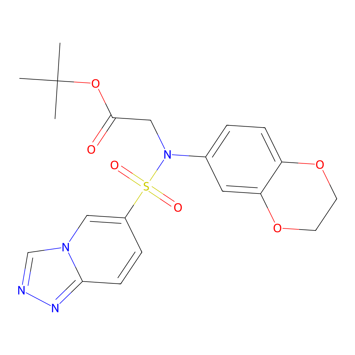 Tert-butyl 2-[2,3-dihydro-1,4-benzodioxin-6-yl([1,2,4]triazolo[4,3-a]pyridin-6-ylsulfonyl)amino]acetate molecular structure, CAS 1251593-16-4