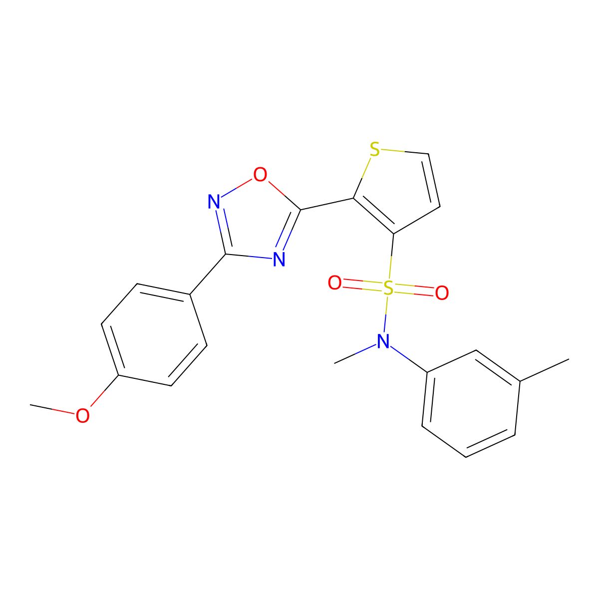 2-[3-(4-methoxyphenyl)-1,2,4-oxadiazol-5-yl]-N-methyl-N-(3-methylphenyl)thiophene-3-sulfonamide molecular structure, CAS 1251593-17-5