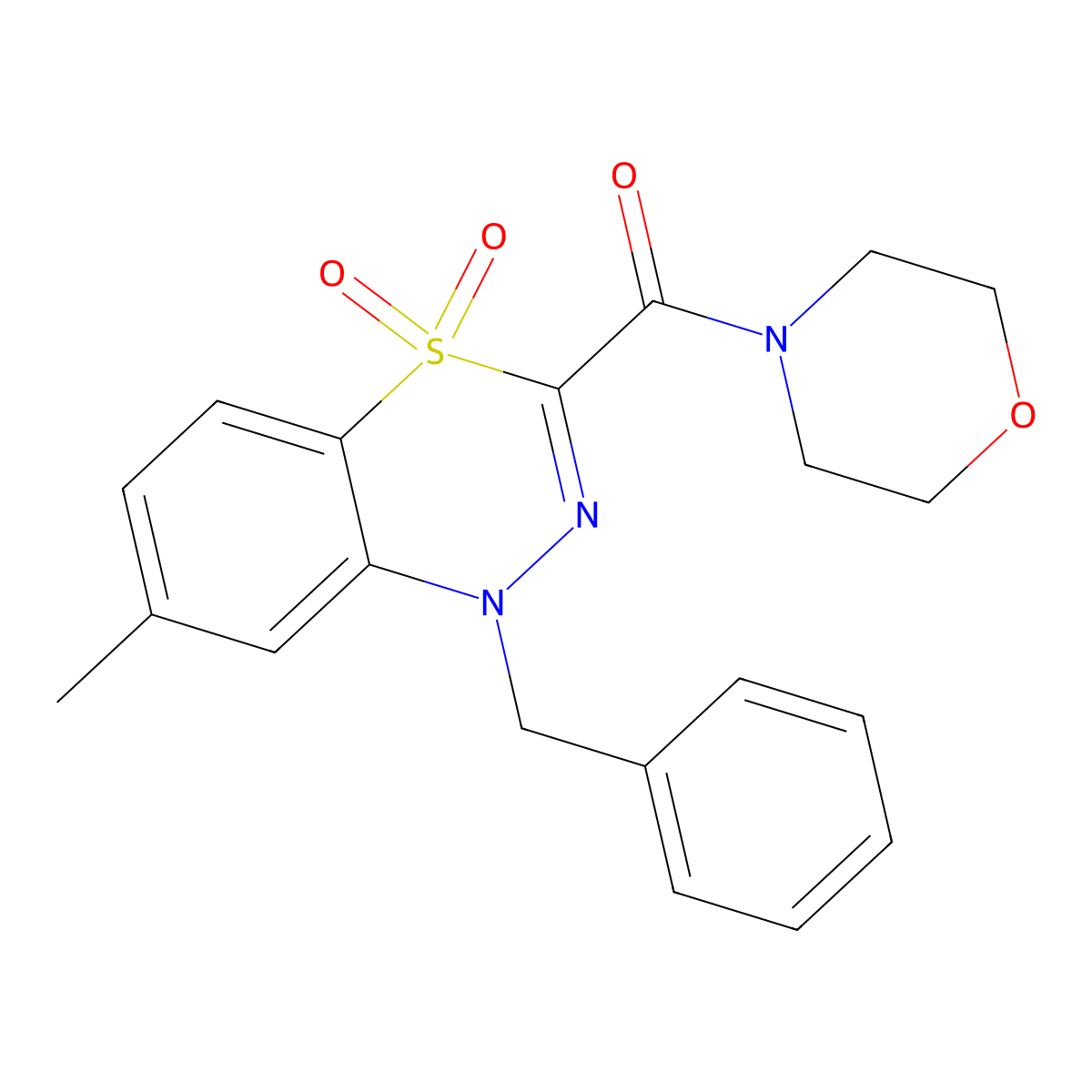 1-benzyl-7-methyl-3-(morpholine-4-carbonyl)-1H-4lambda6,1,2-benzothiadiazine-4,4-dione molecular structure, CAS 1251593-24-4