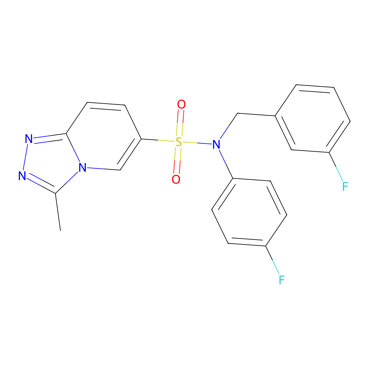 N-(4-fluorophenyl)-N-[(3-fluorophenyl)methyl]-3-methyl-[1,2,4]triazolo[4,3-a]pyridine-6-sulfonamide molecular structure, CAS 1251593-27-7