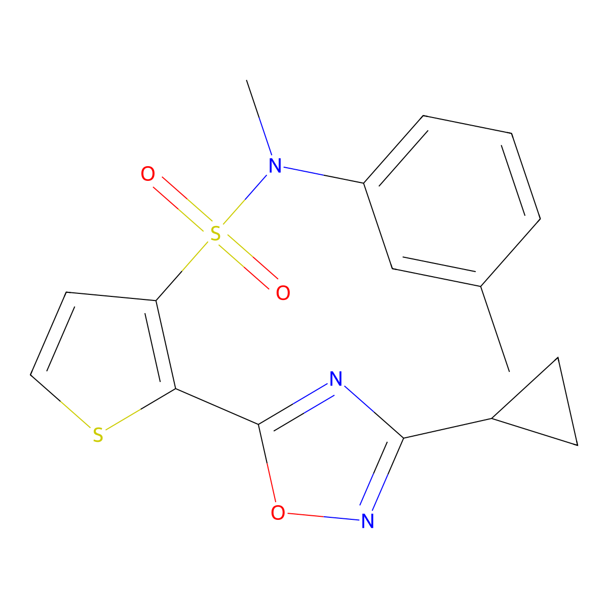 2-(3-cyclopropyl-1,2,4-oxadiazol-5-yl)-N-methyl-N-(3-methylphenyl)thiophene-3-sulfonamide molecular structure, CAS 1251593-28-8