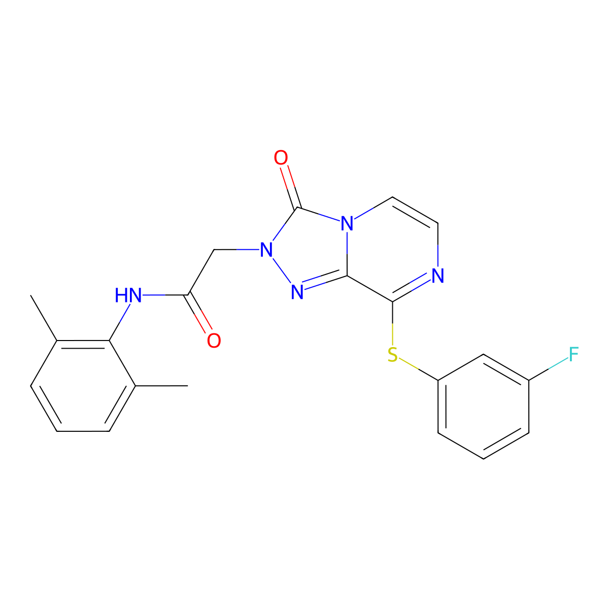 N-(2,6-dimethylphenyl)-2-(8-((3-fluorophenyl)thio)-3-oxo-[1,2,4]triazolo[4,3-a]pyrazin-2(3H)-yl)acetamide molecular structure, CAS 1251593-35-7