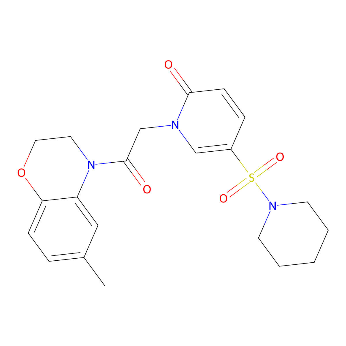 1-[2-(6-methyl-2,3-dihydro-4H-1,4-benzoxazin-4-yl)-2-oxoethyl]-5-(piperidin-1-ylsulfonyl)pyridin-2(1H)-one molecular structure, CAS 1251593-36-8