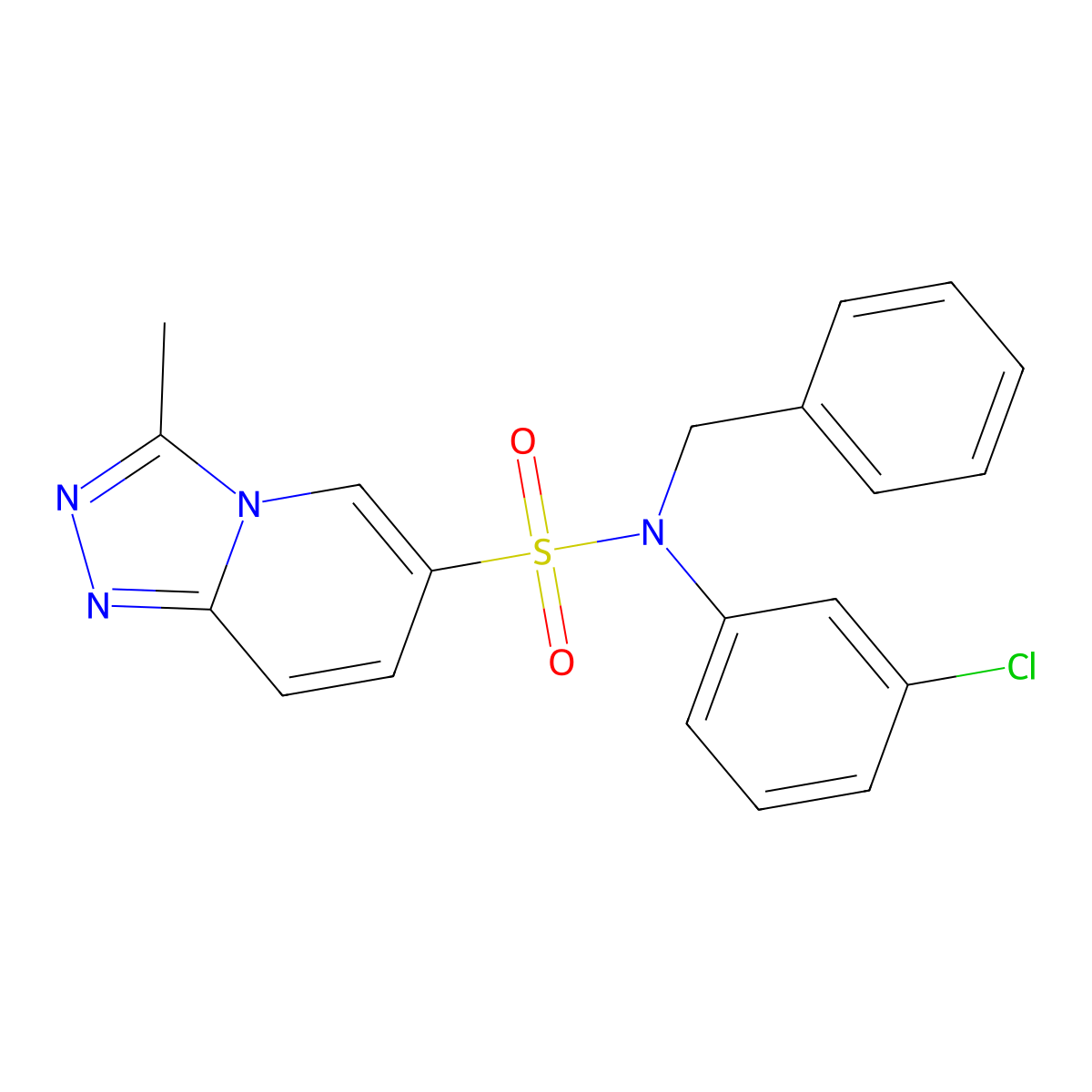 N-benzyl-N-(3-chlorophenyl)-3-methyl-[1,2,4]triazolo[4,3-a]pyridine-6-sulfonamide molecular structure, CAS 1251593-44-8