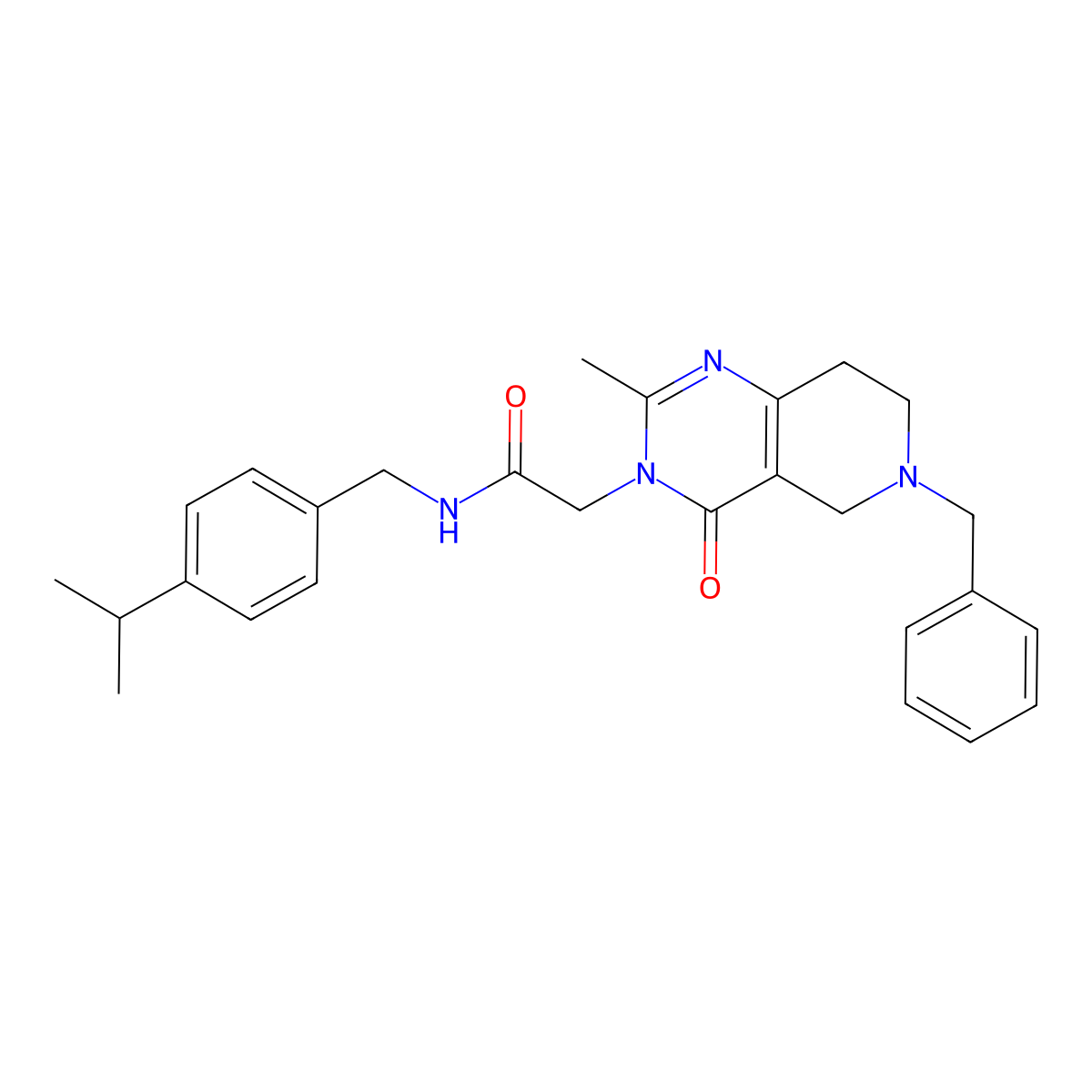 2-(6-benzyl-2-methyl-4-oxo-5,6,7,8-tetrahydropyrido[4,3-d]pyrimidin-3(4H)-yl)-N-(4-isopropylbenzyl)acetamide molecular structure, CAS 1251593-52-8